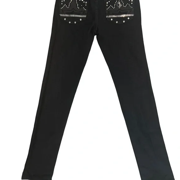Vintage Baby Phat Embellished Studded Silver Cat Girls Jeans Size 12